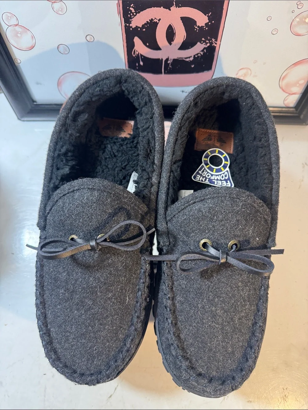 NWOT Dockers Men’s Faux Wool Boater Moc Slip-On Slippers - Size 10